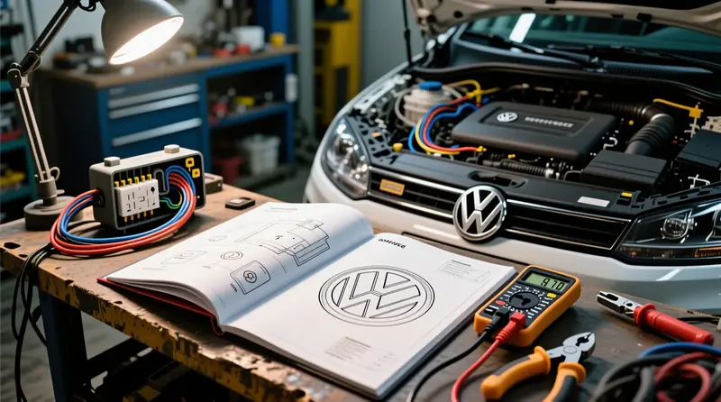 Auto elektroinstalācijas shēmas lasīšana un interpretācija ar Volkswagen OEM dokumentāciju praktiskā DIY vidē
