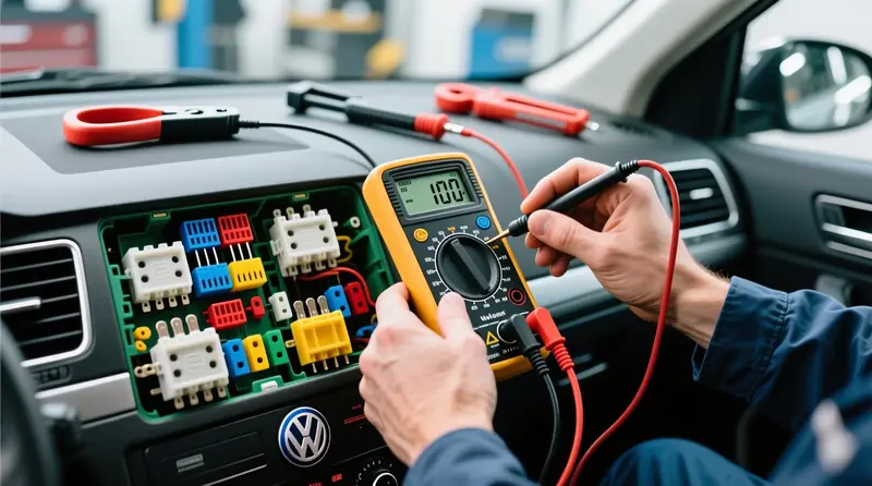 Drošinātāju diagnostika ar multimetru Volkswagen automašīnā - elektrosistēmas testēšana un pārbaude