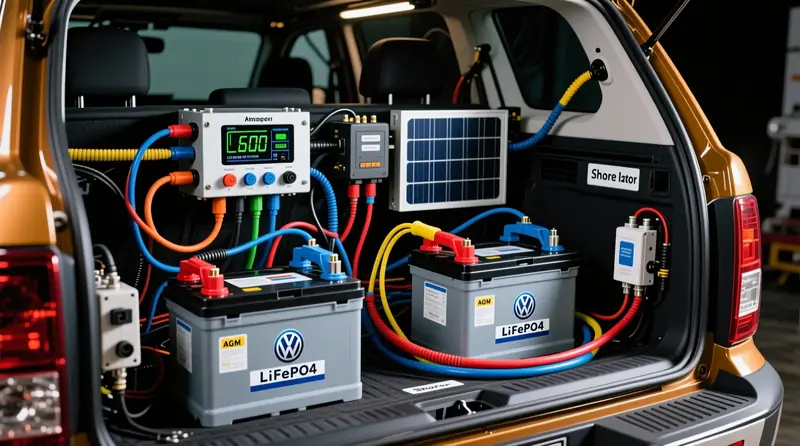 Dual battery sistēma ar vairākiem uzlādes avotiem Volkswagen Amarok - akumulatoru uzlādes kontrolieris ar automātisku prioritāšu pārslēgšanos