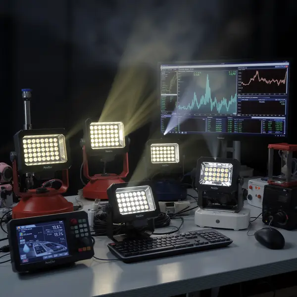 LED bākugunu gaismas intensitātes salīdzinājuma tabula ar redzamības faktoriem