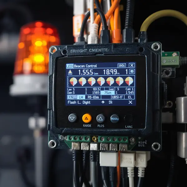 LED bākuguns kontroles modulis ar digitālo programmēšanas saskarni un sinhronizācijas savienojumiem
