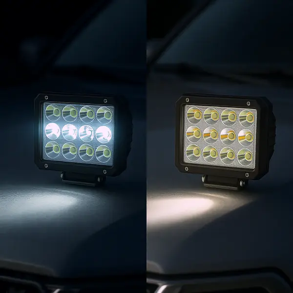 LED darba lukturi spektrālās kvalitātes salīdzinājums - augsts un zems CRI rādītājs automašīnas apgaismojumā
