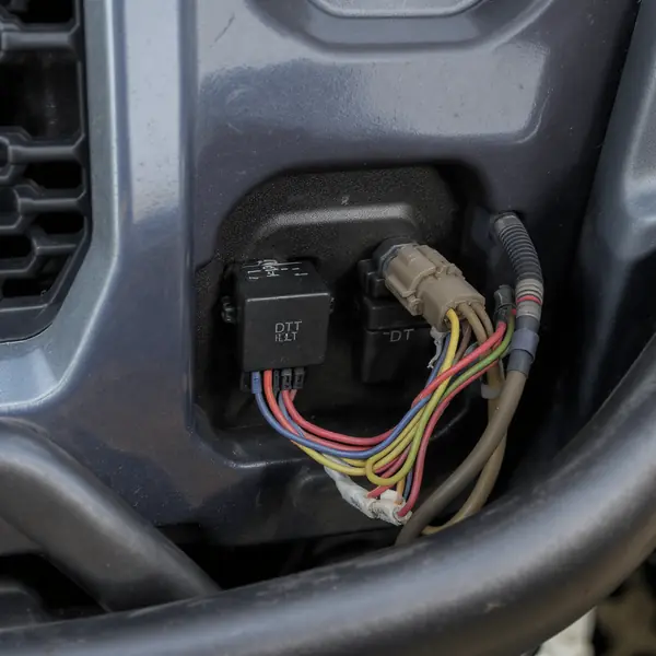 LED darba lukturi ar DT savienojumiem un rele sistēmu drošai automobiļa elektroinstalācijai