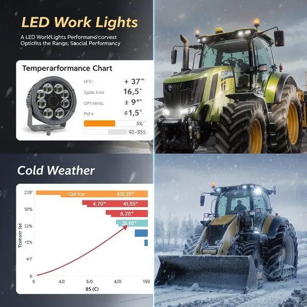 LED darba lukturi temperatūras diapazona salīdzinājums transportlīdzekļiem