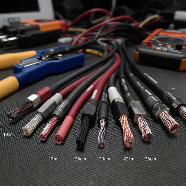LED darba lukturu vadu šķērsgriezuma aprēķināšana un mērīšana ar instrumentiem