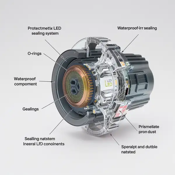 LED papildluktura tehniskā konstrukcija ar IP aizsardzības sistēmu detalizētu skaidrojumu