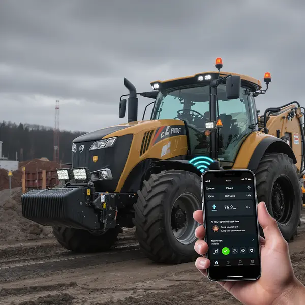 Attālināto programmatūras atjauninājumu process traktora LED darba lukturiem ar viedās diagnostikas funkcijām