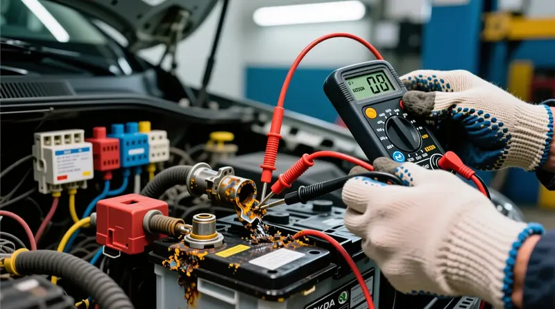 Korodēti akumulatora savienojumi Škoda auto - galvenais sprieguma krituma cēlonis elektrosistēmā