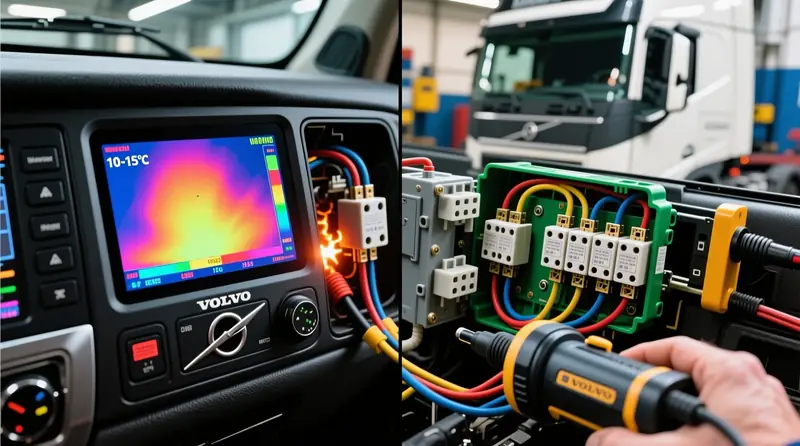 Termokameras izmantošana īssavienojumu diagnostikai Volvo kravas auto elektrosistēmā