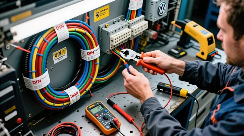 Profesionāla auto vadu marķēšana ar krāsu kodēšanu un termo etiķetēm komerctransportā diagnostikai