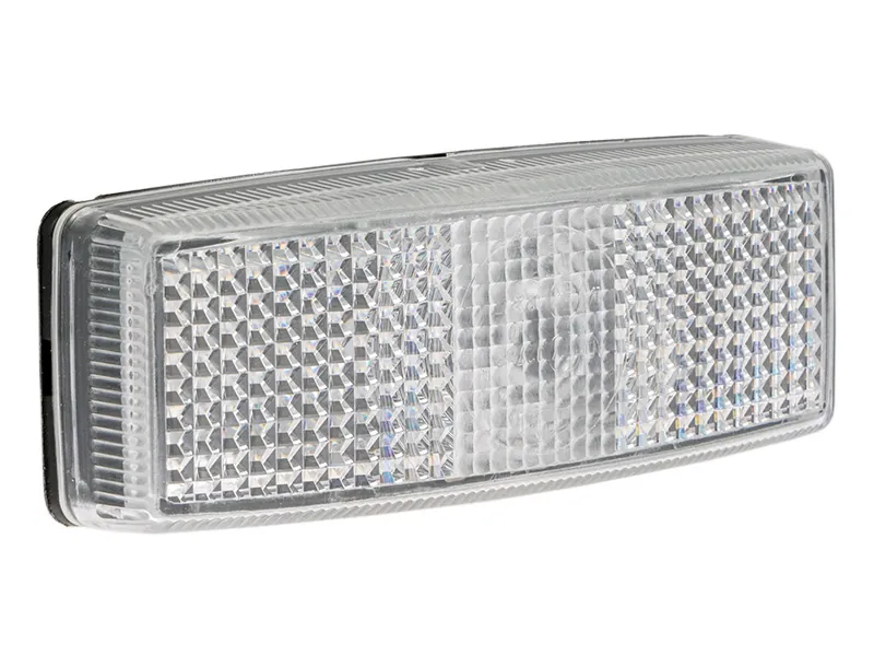 TALMU Baltais hologēnu sānu gabarītu lukturis ar reflektoru, skrūvju stiprināšanas attālums 45mm - Papildlukturi.lv