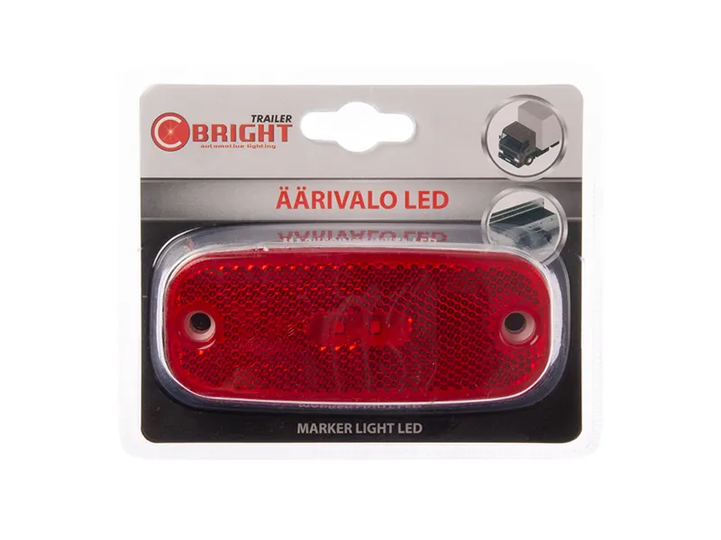 C-BRIGHT Sarkanais LED Sānu Gabarītu Lukturis ar Atstarotāju, 12-24V - Papildlukturi.lv