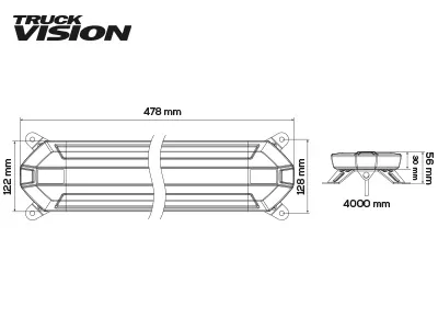 TRUCKVISION LED Bākuguns Panelis - Dzintara Gaisma, IP67, 12-24V, ECE R65 Klase 1 - Attēls 3