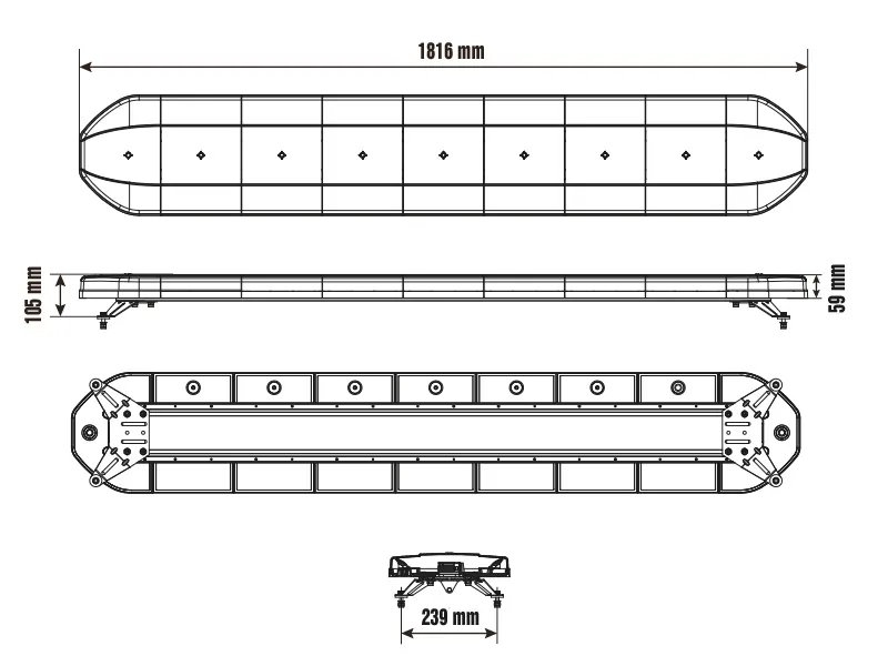 OPTIBEAM Dark Phantom 1800 LED Bākuguns Panelis - IP67 Ūdensizturīgs, 10-30V, ECE Sertificēts - Attēls 2