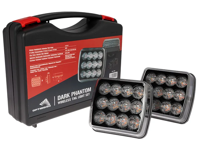 OPTIBEAM Dark Phantom Bezvadu LED Aizmugures Lukturi Komplekts ar IP67 Aizsardzību, 12-24V