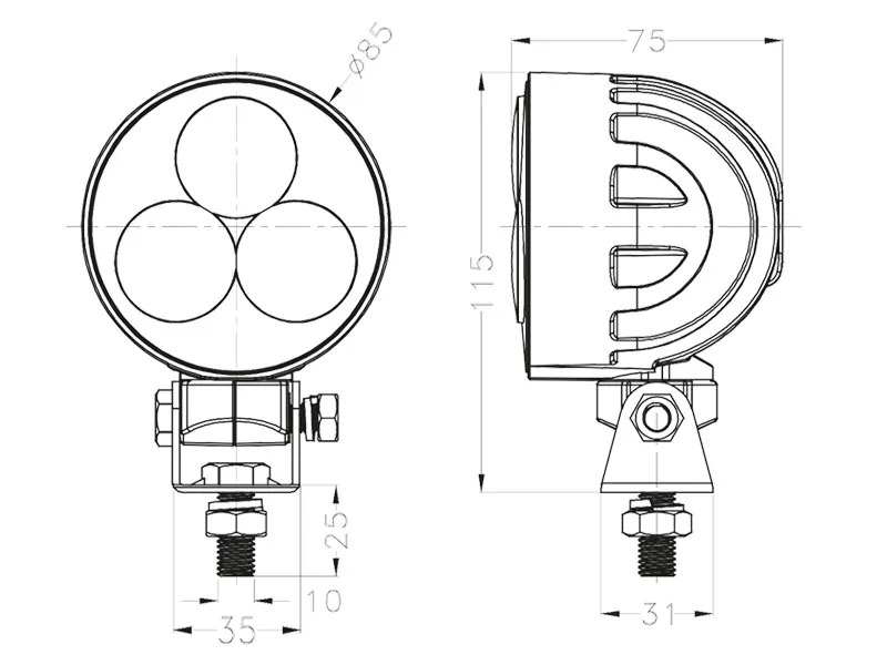 LED darba lukturis ar 360° stiprinājumu 9-32V IP68 3200Lm - Attēls 4