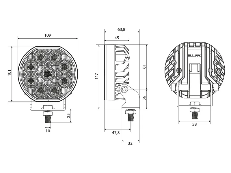 LED darba lukturis SPECTRUM ELLIPSE 54 9-32V IP68, 8100Lm, R10, 5000K - Attēls 3