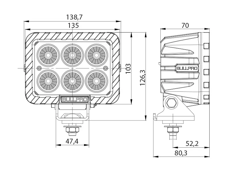 Ocean Vision LED Darba Lukturis 120W, 7000lm, IP69K, 12-48V, Alumīnija Korpuss, 4000K - Attēls 2