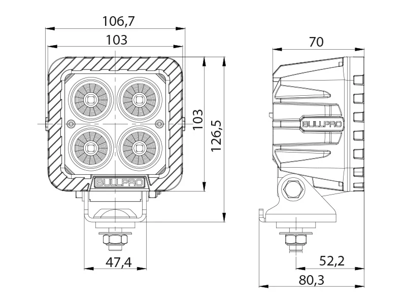 OCEAN VISION LED Darba Lukturis 5500lm 4000K IP69K 12-48V ar Cree LED Tehnoloģiju - Attēls 2