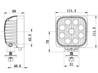 LED darba lukturi 24V kompakts IP68 1450lm ar DT savienojumu - Attēls 2