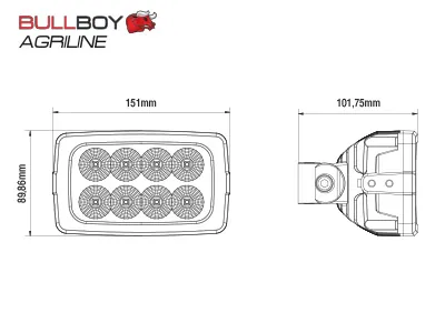 LED darba lukturi Valtra sērijai 8x5W Osram 9-36V 4500Lm IP68 - Attēls 3