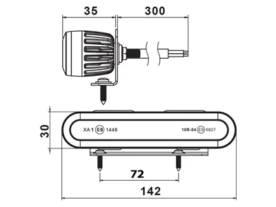 Horizontālā LED signāllampa, ECE R65/R10 sertificēts stroboskops ar 6 EffectLED, IP67 aizsardzību un 12-24V spriegumu - Attēls 3