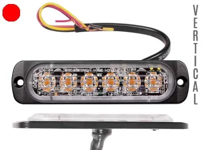 AXIXTECH Vertikālais LED signālgaismas lukturis, sarkana lēca, 12-24V, IPX8, ECE R65/R10, SAE J595 Class 1