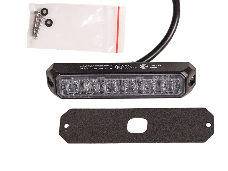 AXIXTECH LED Horizontālā Signālgaisma - Dzintarkrāsas Stroboskops ar IP67 Aizsardzību, 12-24V, ECE R65 Sertificēts - Attēls 2