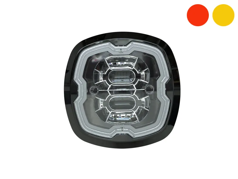 AXIXTECH LED Divkrāsu Signālgaisma | Sarkanā un Dzintara | IPX7 Ūdensdrošs | 12-24V | ECE R65 Klase 2