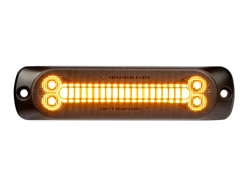 OPTIBEAM Dark Phantom SX6 Horizontālais LED Signāllukturis ar IP67/IP69K Aizsardzību, 12-24V, Dzeltens