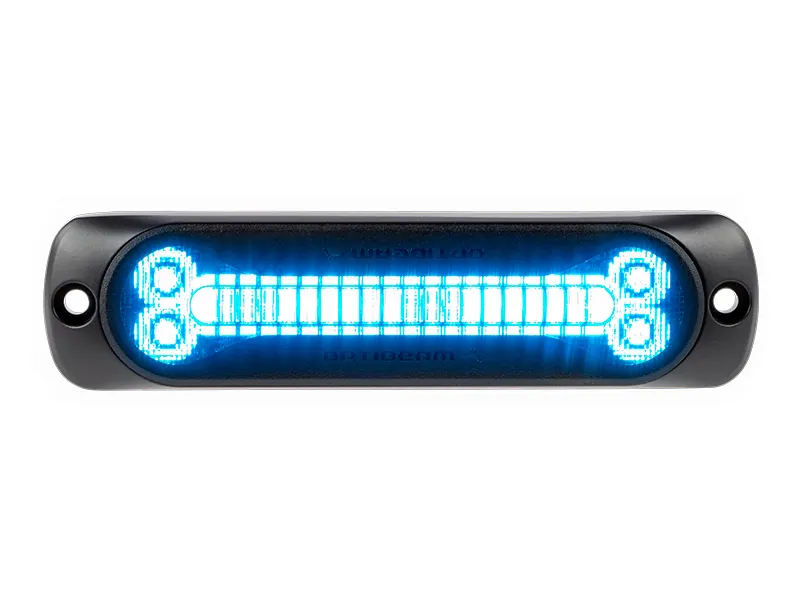 OPTIBEAM Dark Phantom SX6 LED Horizontālais Signālgaismas Lukturis - Zils, IP67/IP69K, 12-24V, Alumīnija Korpuss