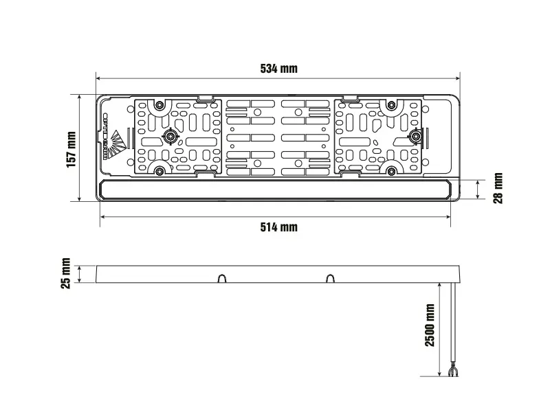 Optibeam E-Bar Reverse - Numura Zīmes Rāmis ar LED Atpakaļgaitas/Darba Lukturi 4800/1200lm, IP68 - Attēls 5