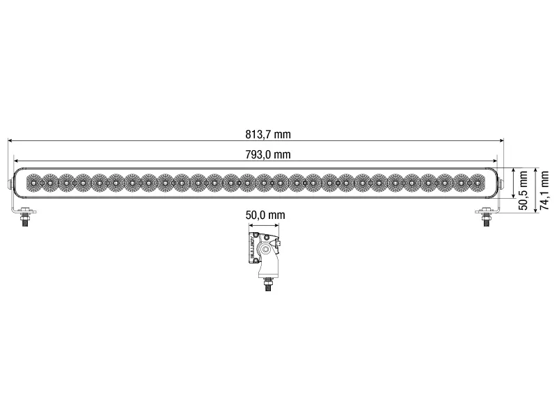 BULLBOY PROLINE REACTOR SINGLE 793 LED Darba Lukturis - 22000lm, 10-30V, IP67/IP69K, 5600K - Attēls 2