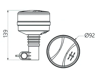 LED bākuguns ar zilu gaismu, 12/24V, IP67, ECE R65 - Attēls 2
