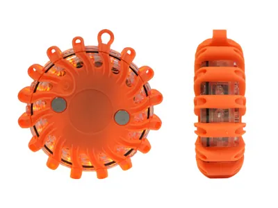 LED Brīdinājuma Gaisma ar 16 LED Diodēm, 9 Zibšņu Režīmiem un Magnētisko Stiprinājumu - Oranža