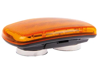 Dzintarkrāsas LED Brīdinājuma Lukturis ar Bateriju Barošanu - 18 Spilgtas LED, Magnētiski Stiprināms