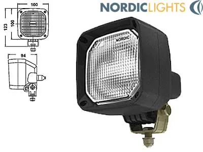 NORDIC LIGHTS H3 Aizmugures Halogēna Atpakaļgaitas Lukturis ar Rūdīto Stiklu, 100x100mm