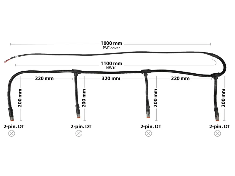 Vadu instalācijas komplekts ar Deutsch DT-2 savienotājiem darba lukturiem