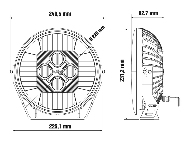 OPTIBEAM NIN9 Special LED Papildlukturis - 14000lm Dzintara/Baltā Gaisma, 12V, 220mm - Attēls 8