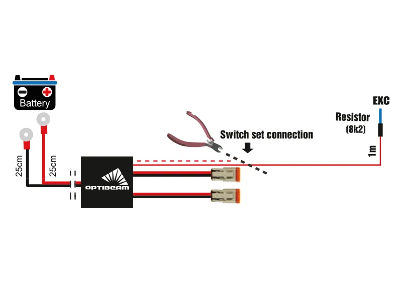 OPTIBEAM Vadu komplekts ar Deutsch DT savienotājiem diviem lukturiem, 12/24V savietojams, korozijizturīgs - Papildlukturi.lv