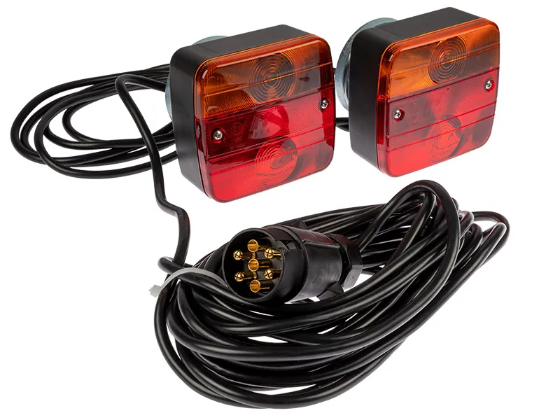 AUTOLINE Aizmugurējais Piekabes Halogēnu Luktura Komplekts ar Magnētisko Stiprināšanu un 7.5m Kabeli, 12V - Papildlukturi.lv