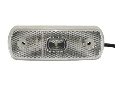 Baltais LED Sānu Gabarītu Lukturis ar Reflektoru, 12-24V, 0.5m Vads, Universāls Stiprinājums - Papildlukturi.lv