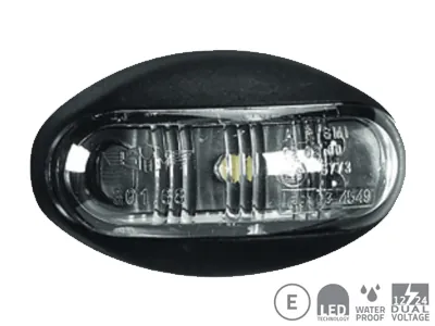 Baltais LED Sānu Gabarītu Lukturis 3xLED 12-24V Virsmas Montāžai ar 0.5m Vadu - Papildlukturi.lv