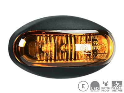 Dzeltenais LED Sānu Gabarītu Lukturis - Virsmas Montāža, 3xLED, 12-24V, 0.3W-0.5W