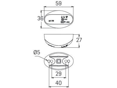 Dzeltenais LED Sānu Gabarītu Lukturis - Virsmas Montāža, 3xLED, 12-24V, 0.3W-0.5W - Attēls 2