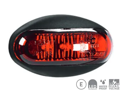 Sarkans LED sānu gabarītu lukturis - 3 diodes, virsmas stiprinājums, 12-24V - Papildlukturi.lv