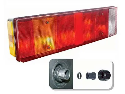 SIM 7 funkciju aizmugures lukturis kravas automašīnām, kreisais, ar sānu marķiera gaismu un numura zīmes apgaismojumu