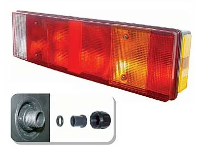 SIM 7-kameru Aizmugures Lukturis ar Sānu Marķējumu un Reflektoru, BA15s savienojums, MAN un Scania transportam