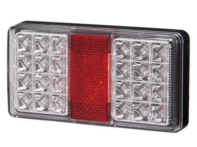 Universāls LED Aizmugurējais Lukturis 12-24V | Kvadrāta Formas Virziena Rādītājs-Bremžu-Pozīcijas Signāls (150x80x25mm)