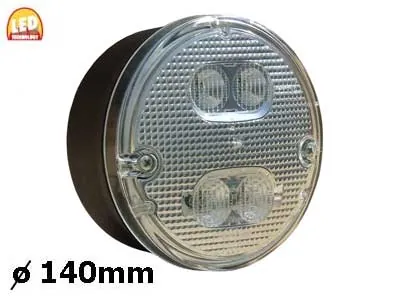 Universāls LED miglas/atpakaļgaitas lukturis ar caurspīdīgu lēcu, 12-24V, 140mm - Papildlukturi.lv